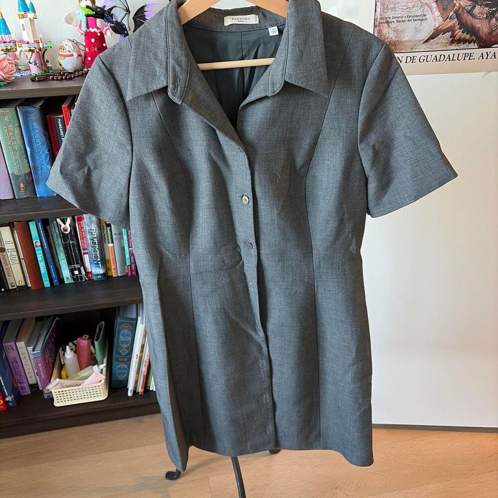 Babaton Grey Button-Up Dress Size 12